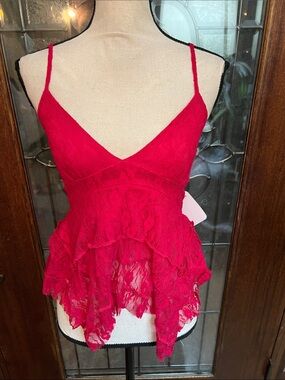 Rebellious Lace Ruffled Spaghetti-Strap Camisole